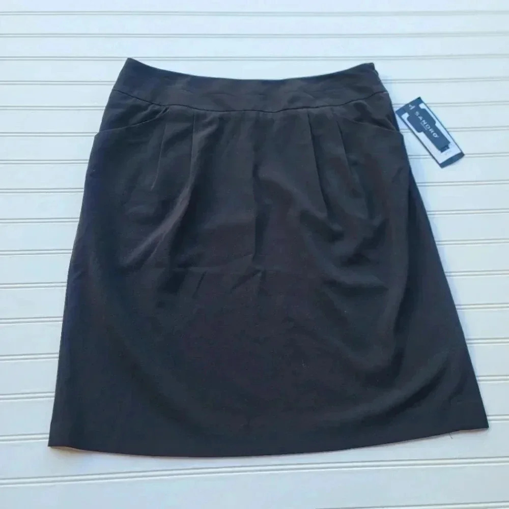 NWT Sandro Sportswear Womens Skirt Black Control Top Slimming Stretch Pockets